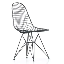 Vitra Eames Wire Chair DKR Stoel Zwart Gepoedercoat Onderstel