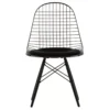 Vitra Eames Wire Chair DKW-5 Stoel Esdoornzwart Onderstel Zwart Kussen