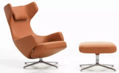 Vitra Grand Repos Loungestoel Met Ottoman, Leder Premium Camel