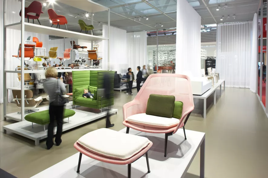 Vitra Slow Chair Met Ottoman Loungestoel Bruin / Poedercoating Aubergine 8 Vitra Slow Chair Met Ottoman Loungestoel Bruin / Poedercoating Aubergine - Afbeelding 8