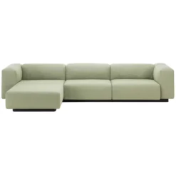 Vitra Soft Modular Bank Met Chaise Longue Dumet Sage/pebble
